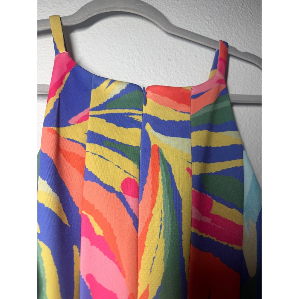 Vince Camuto Multi Color Tropical Leaf Halter Fit Flare Dress size‎ 12 feminine - Picture 6 of 9